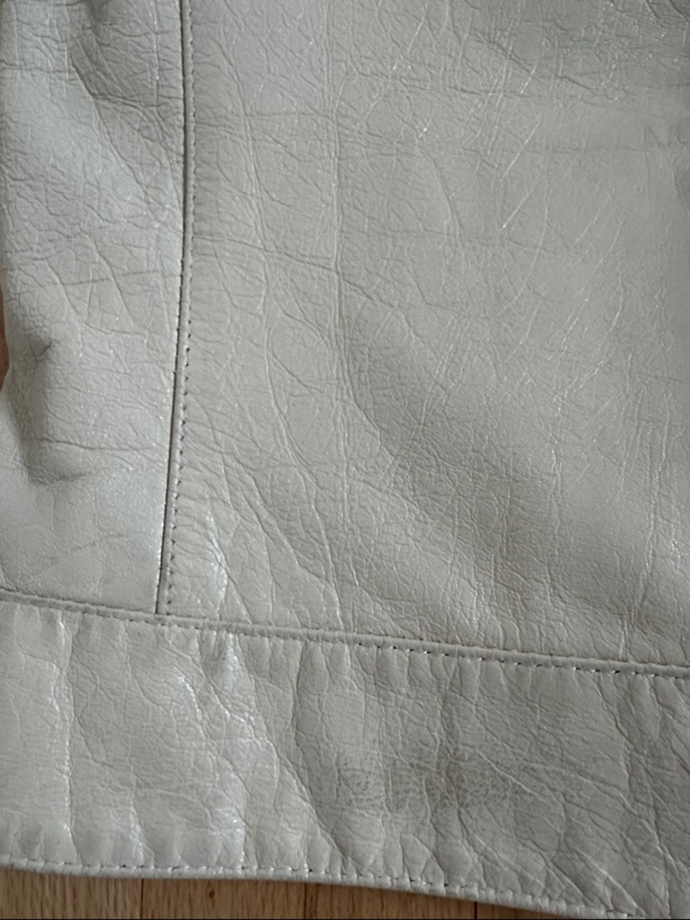 Vintage 90s Bod & Christensen cream leather moto jacket - Picture 9 of 14